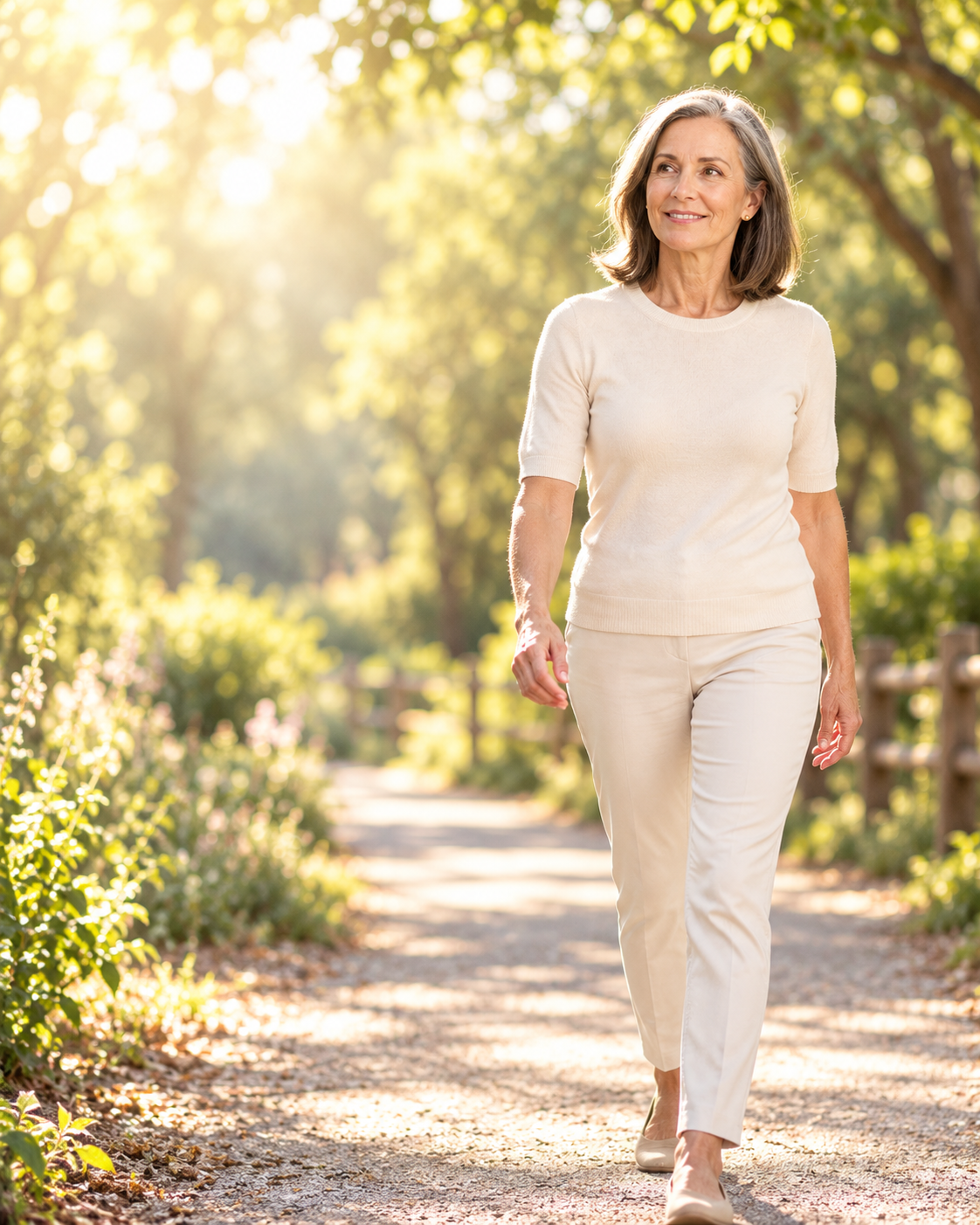 Active woman walking outdoors