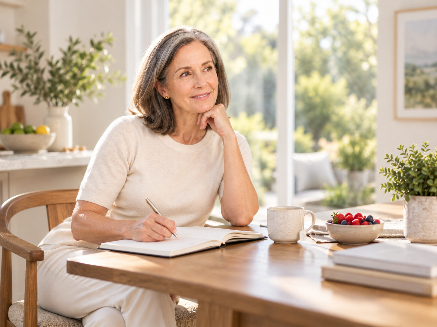 Woman reflecting on changes in mental clarity